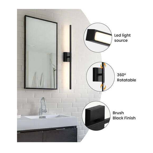 30" Brushed Black LED Bathroom Vanity Light Fixture Horizontal or Vertical - Picture 5 of 10